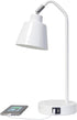 LD1071-WHT 16" Simple Designs Sleek Essentials Adjustable Metal Desk Task Lamp with Dual USB Ports, for Office, Desk