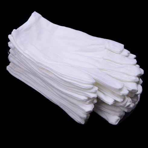 12 Pairs White Cotton Gloves, Soft Cloth Dust Gloves for Men Women, Art Crafting Handling, Eczema, BBQ, X-Large