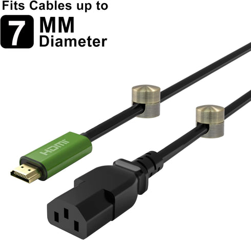 Waziaqoc 4Pcs 2-In-1 Charger Holders for Cords, Gun Metal Cord Anchors Holde, Adhesive Cord Clips, Cable Management