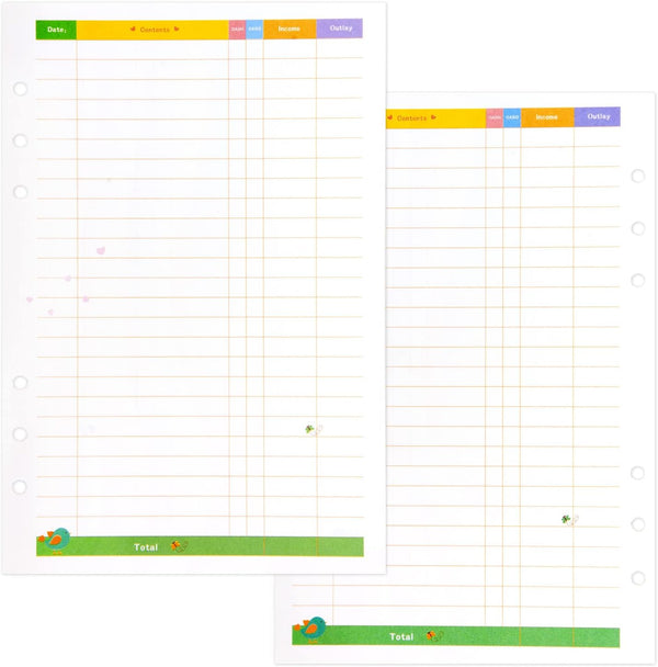 Rancco A6 Budget Planner Refill Paper, 90 Pages Colorful 6-Ring Binder Expense Tracker with Divider, Pouch, Ruler