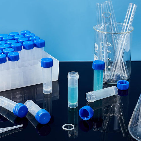 OLYCRAFT 36Pcs 5ml Cryo Tubes with Screw Caps, Small Sample Test Tubes with Storage Box