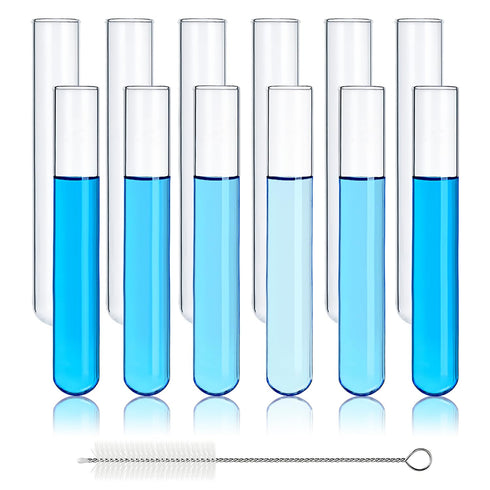 12pcs 35ml Glass Test Tube, 20x150mm Propagation Tubes for Plants, Borosilicate Clear Glass Test Tube Vase