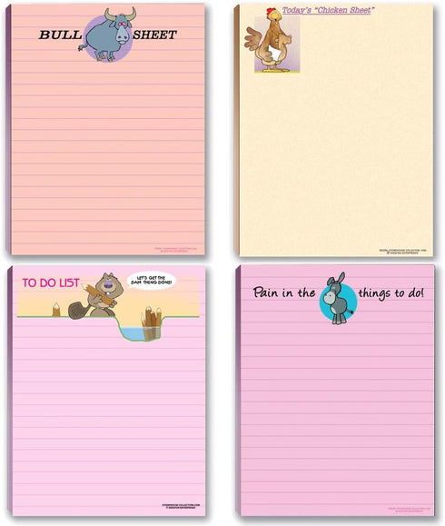 Stonehouse Collection 4 Funny Notepad Assorted Pack - Great Gift Set - 4.25 x 5.5in, 50 Sheets Per Pad