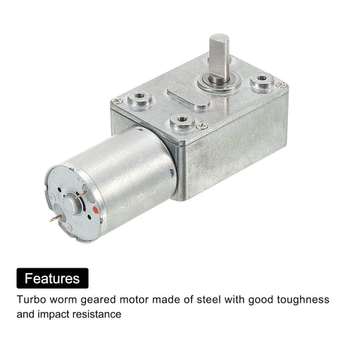MECCANIXITY DC 6V 30RPM Turbo Worm Geared Motor 6mm D Shaft High Torque Gear Box Electric Motor