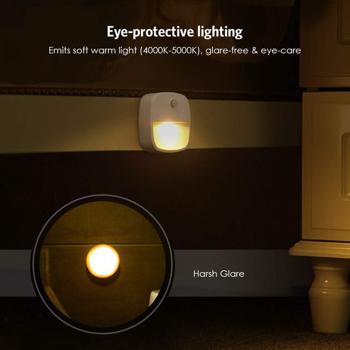 AMIR Closet, 6-Pack) Motion Sensor Light Indoor, Upgraded Battery-Powered LED Night Light with PIR Technology