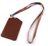 yueton 10pcs Vertical Style Leather Business ID Badge Holder - Brown with Long Neck Strap Lanyard