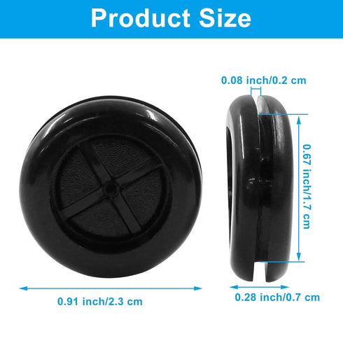 Kemcatui 10 3/4 Inch Grommet Grommets Grommet, Grommet Pcs Rubber for Wiring, Double-Sided Firewall Black Wire Hole