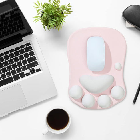 Cute Mouse Pad Wrist Support, Cat Paw Mouse Pad for Computer Non Slip Gaming Mouse Pad Smooth Ergonomic Mouse Pad with Wrist Rest Support, Pink by Tyrafry