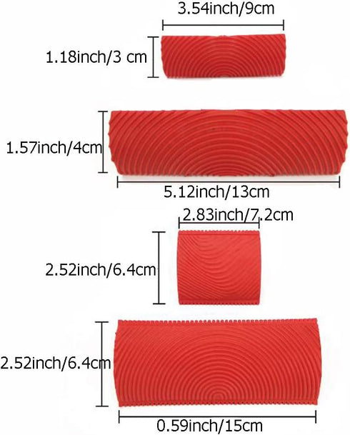 4 Pieces Wood Graining Tool, Rubber Knurling Tool for Wood Pattern Graining on All Surfaces