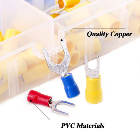 Glarks 240pcs Fork Spade Quick Splice Crimp Terminals Connectors Assortment Kit (22-16/16-14/12-10 Gauge)