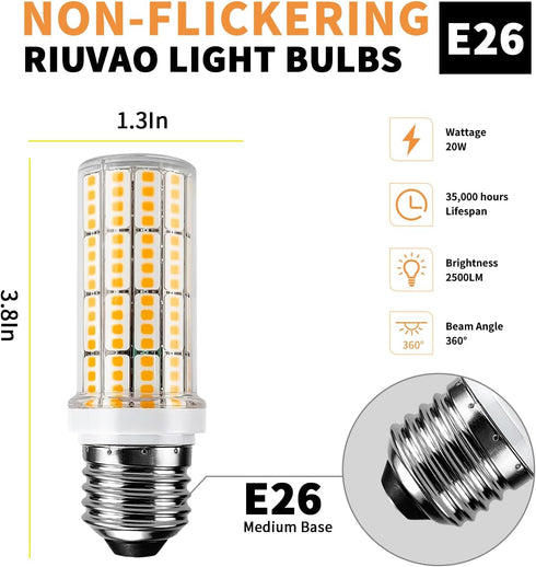 6 Bulb, 200w 2500 3000k 20w Non-dimmable Bulb E26/E27 Bulbs Bulb pcs Led Corn Light Equivalent Lumen Cool Daylight