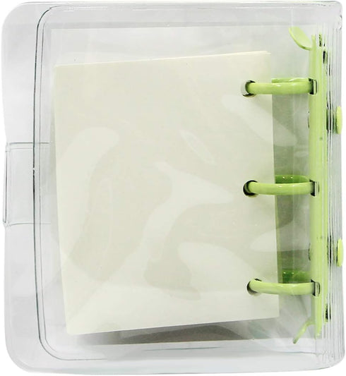 Mini Transparent 3-Ring Binder Covers - Clear Soft PVC Notebook Round Ring Binder Cover with Snap Button