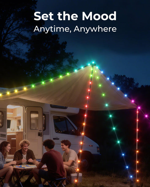 32.8ft 4000mAh Camping String Lights, RGB Retractable String Lights, Rechargeable LED Hanging Tent lamp, Portable