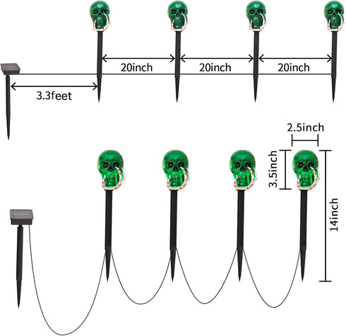 4pcs HUYIENO Solar Halloween Pathway Lights LED Lights Outdoor Waterproof Halloween Decorations for Garden
