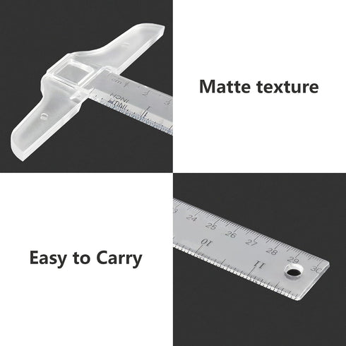 Junior T-Square Plastic Transparent T-Ruler 30cm/12 Inch for Drafting & Art Framing, 1pc