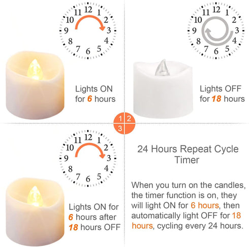 12 Pack Timer Tea Lights Candles, Battery Operated Flameless Flickering Tealight for Halloween Decor