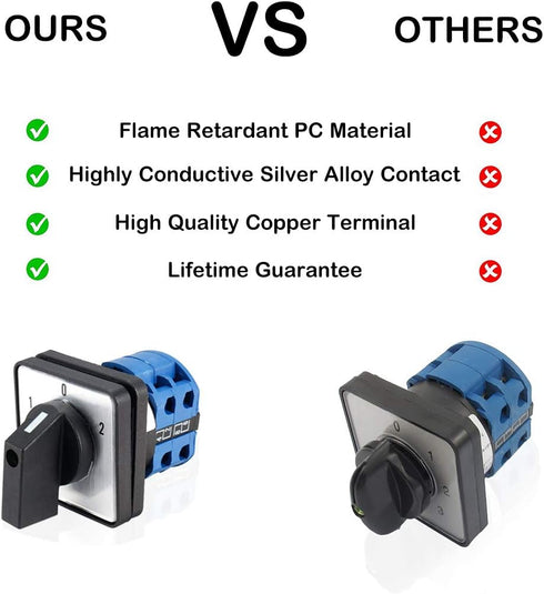 Changeover Switch LW28-20, 3 Positions 8 Terminals Universal Rotary Cam Selector Latching Switches
