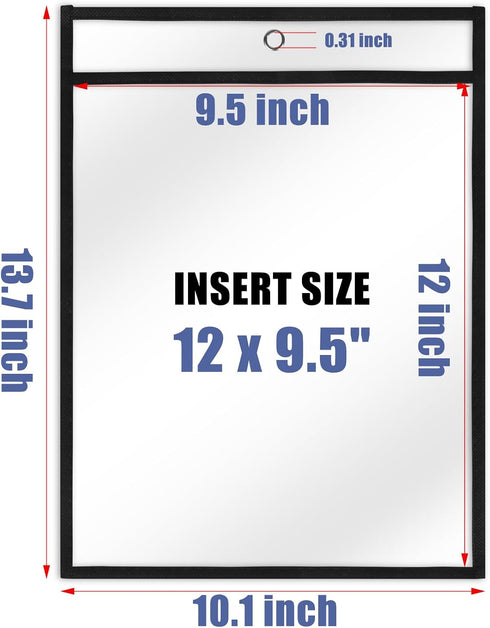 9x12, 50 Pack 8.5 11 Heavy Duty Dry Erase Pockets Job Ticket Holders Plastic Paper Sleeves Sheet Protectors x Clear