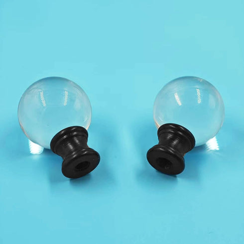 AUXBC 2PCS 1/4-27 Crystal Lamp Finials with Black Chrome Base, Thread Glass Ball Topper Decorative Cap for Table Floor