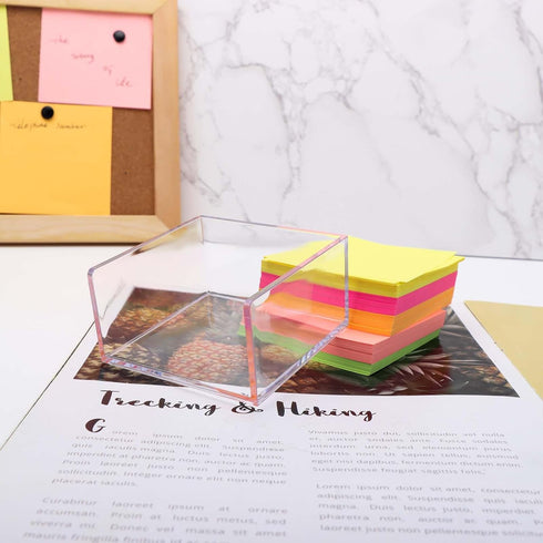 Non Sticky Notes with Clear Memo Holder / 3x3 Inch Blank Note Cube Refill / 500 Sheets Loose Paper for Office Desk
