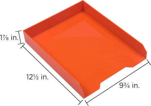 JAM PAPER Stackable Paper Trays - Orange, Desktop Document Organizer Tray, 2/Pack