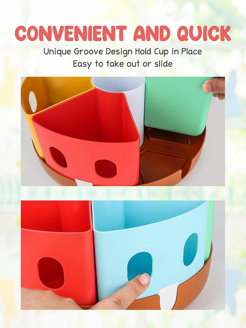 GAMENOTE Rotating Art Supplies Organizer - Lazy Susan for Kids Desk, Storage Caddy for School Supplies and Classroom
