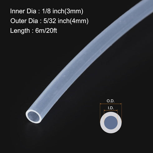 20ft 1/8" ID x 5/32" OD Silicone Tubing Clear 3mm x 4mm Industrial Plastic Tubing Pure Silicone Hoses for Pump Siphoning Draining Irrigation Brewing