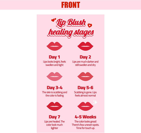 Generic 100 Pack 2x3.5 Inch Lip Blush Aftercare Cards Business Card Size, Lip Blush Healing Stages & Aftercare