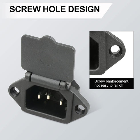QTEATAK 2 Pcs AC 250V 10A IEC 320 C14 Panel Mount Plug Adapter Power Connector Socket with Spring Cover
