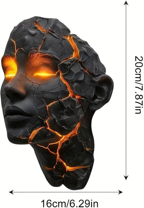 AMJIANZON Decorative Cracked Soul Wall Light, Black Lava Design LED Wall Lamp with Glowing Orange Cracks, Modern Gothic