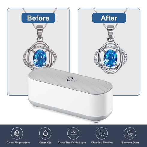 Ultrasonic Jewelry Cleaner, 250 ML Portable Cleaning Machine for Jewelry, Eyeglasses, Watches, Coins, and More