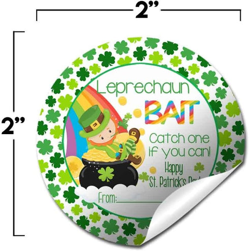 Leprechaun Bait Catch A Leprechaun St. Patrick’s Day Gift Tag Sticker Labels, 40 2" Party Circle Stickers by