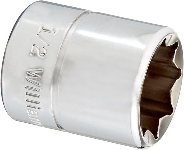 Williams JHWBD-816 SuperTorque 3/8-Inch Drive Shallow 8 Point 1/2-Inch Socket - Chrome Finish with Lobular Openings