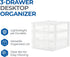 Gracious Living 3 Drawer Desktop Organizer, Craft Storage with Organization Lid for Office Supplies, White/Clear