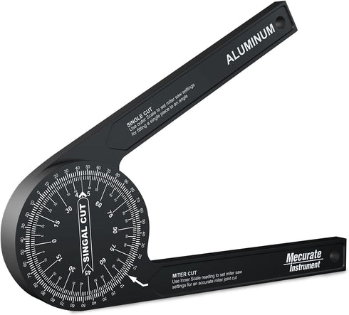 Mecurate 7.3-Inch Aluminum Miter Saw Protractor, Precision Laser Engraved Angle Finder with 360 Degree Rotation