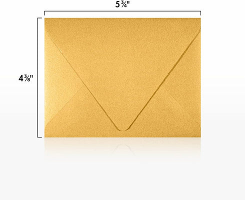 LUXPaper A2 Contour Flap Invitation Envelopes | 4 3/8" x 5 3/4" | Gold Metallic | 80lb. Text | 50 Qty