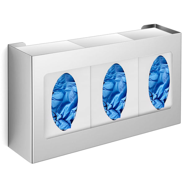 Blulu 1 Pcs Stainless Steel Triple Glove Box Holder Triple Glove Dispenser