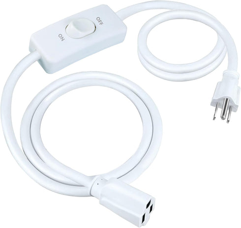 Long Extension Cord with Switch On/Off, 3 Prong Grounded Plug Indoor Power Cord 6.56 FT Waterproof