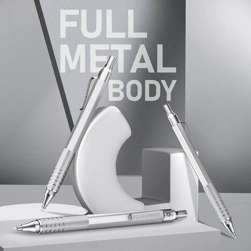 Four Candies 0.9mm Mechanical Pencil Set with Case, 3PCS Metal Artist Lead Pencil with 480PCS HB Lead Refills