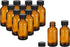 PATIKIL 1oz (30ml) Glass Sample Bottles, 12Pcs Round Dispensing Bottles with Black Poly Cone Cap, Amber