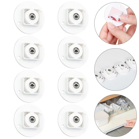 8pcs Set Ciieeo Adhesive Case Wheels Sticky Swivel Caster Rollers for Storage Boxes Furniture Cart Rolling Support