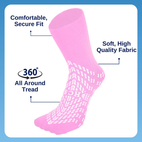(6 360 HCS Non-Slip Hospital Socks with Grips for Women & Men Pairs) - All-Around Tread Non-Slip Sock