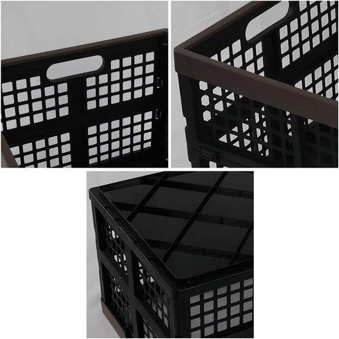 Lesbin 2-Pack 42 L Plastic Staking Folding Storage Basket Crates, Extra Large Plastic Crate Storage