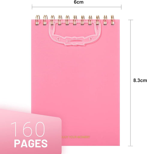 Yoment Top Spiral Notebooks, 6" x 8.5", College Ruled, 160 Lined Pages, Waterproof Cover, Pink