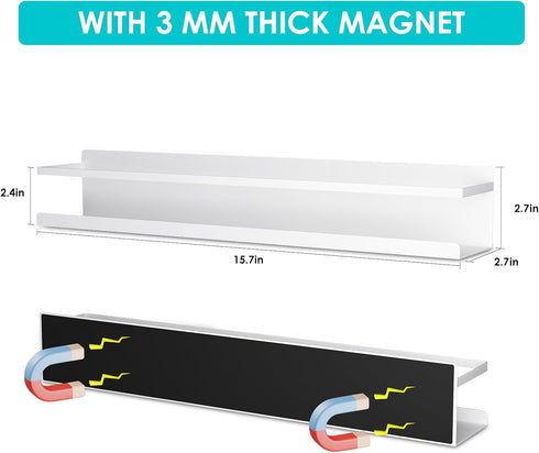 WYLUNBI 2 15.7'' 2.7'' 2.7'', 12 lbs Pcs Magnetic Metal Book Shelves, x x Special for Whiteboard, Classroom and Fridge