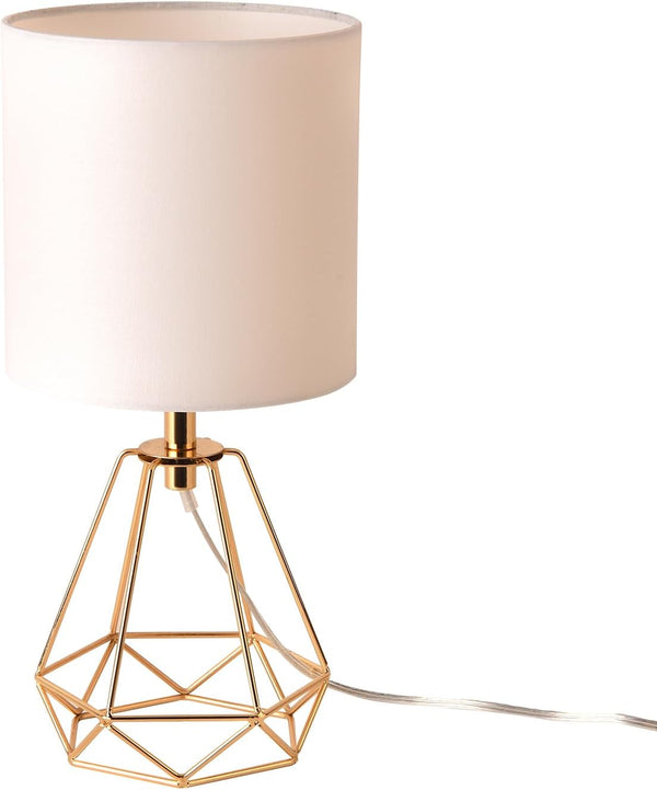 Fengarolam Vintage Golden Metal Table Lamp,14" Small Bedside Lamp with Farmhouse Hollowed Out