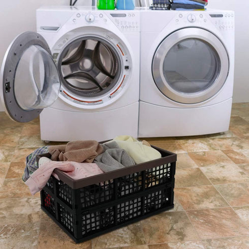 Lesbin 2-Pack 42 L Plastic Staking Folding Storage Basket Crates, Extra Large Plastic Crate Storage