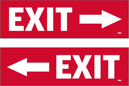 Rogue River Tactical 2 Pack 9x3 Inch Exit Left Right Arrow Sticker Set Vinyl Decal Warning for Indoor Outdoor Business