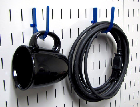 Wall Control 3in Reach U-Hook Accessory, “U” Shaped Slotted Metal Pegboard Hook - Blue