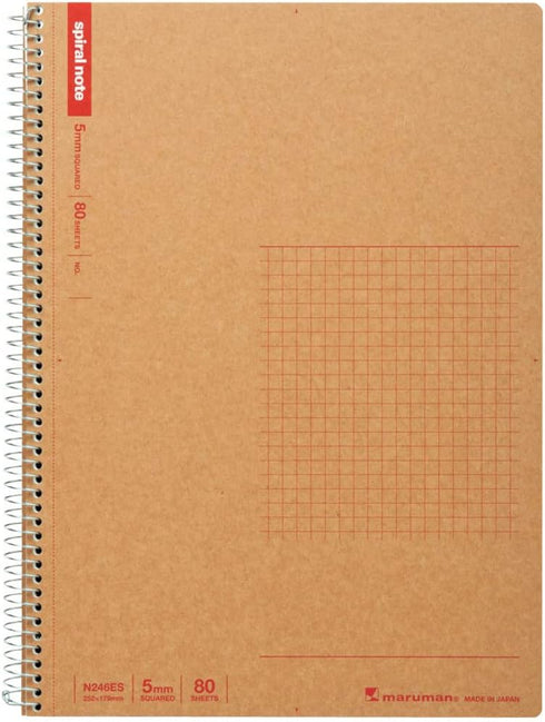 Maruman SPIRAL NOTE BASIC 7.44 x 9.92 inches (B5), 5mm-squared, 80 Sheets (N246ES) by Maruman